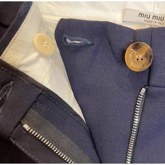 Miu Miu Navy Blue Pants Trousers Cropped Pin - Picture 7 of 10